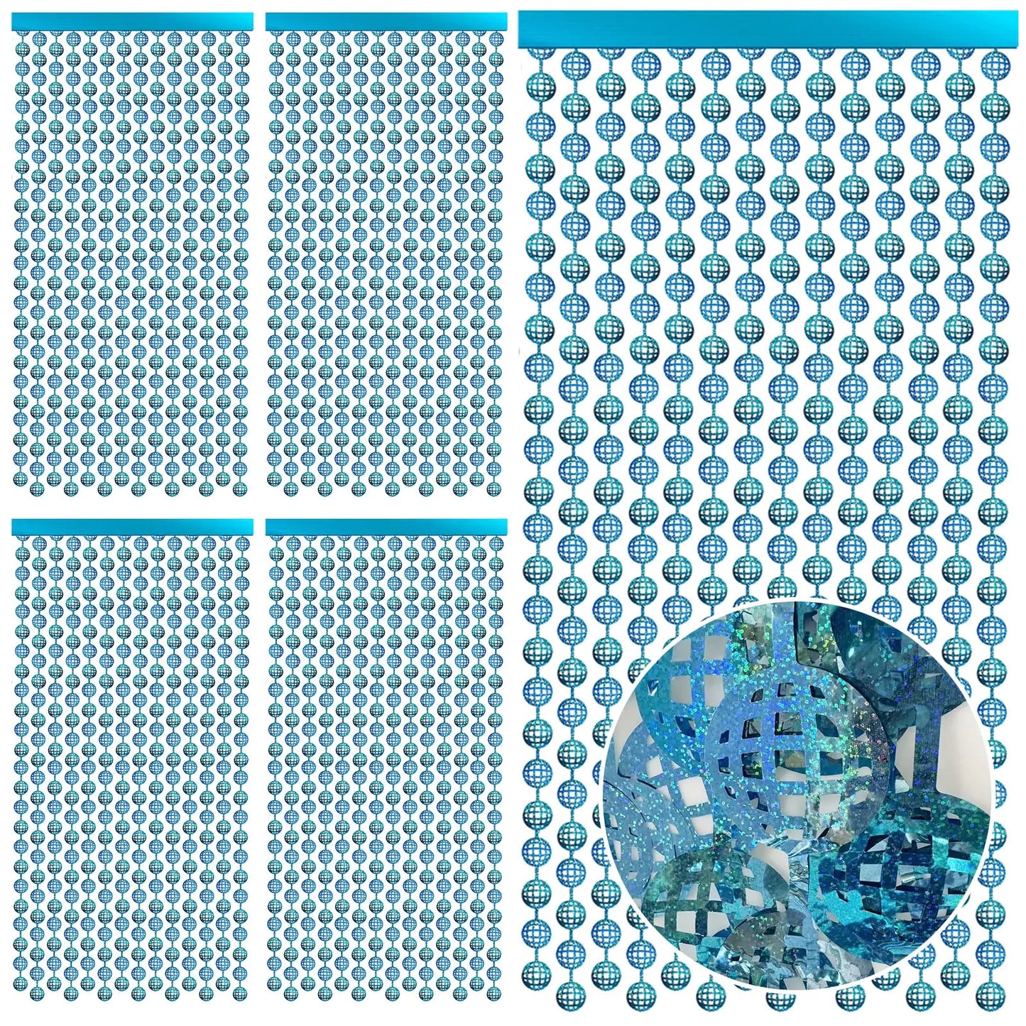 Disco Ball Foil Curtain 5 Packs Disco Bachelorette Party Decorations Blue 70s Party Streamers Disco Balls Decor Groovy Party Backdrop Birthday Photo Booth Wedding New Years Eve Party Supplies