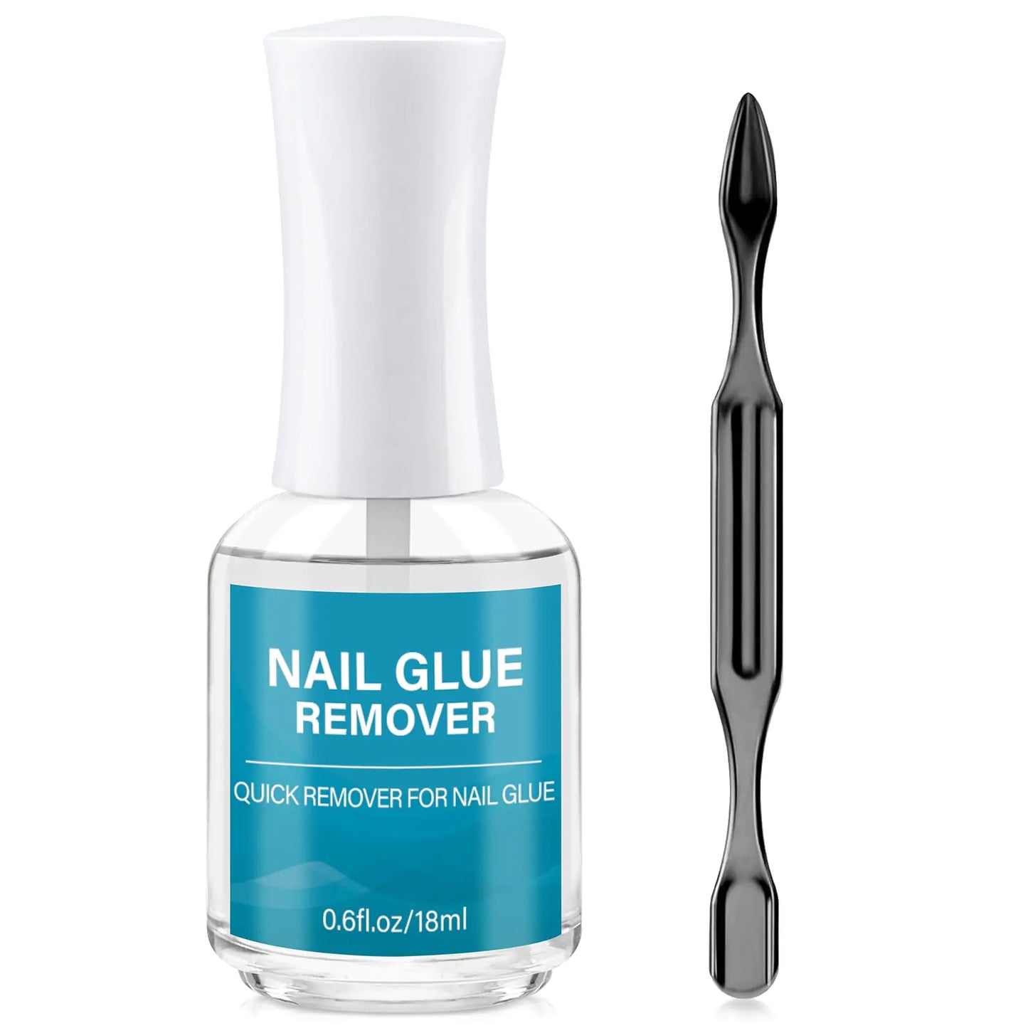 Nail Glue Remover for Press-On Nails with Cuticle Pusher Qucikly Removes for False Nails0.6 fl.oz/18ml 1 Pack Not for UV Gel Glue & Gel Nail Polish