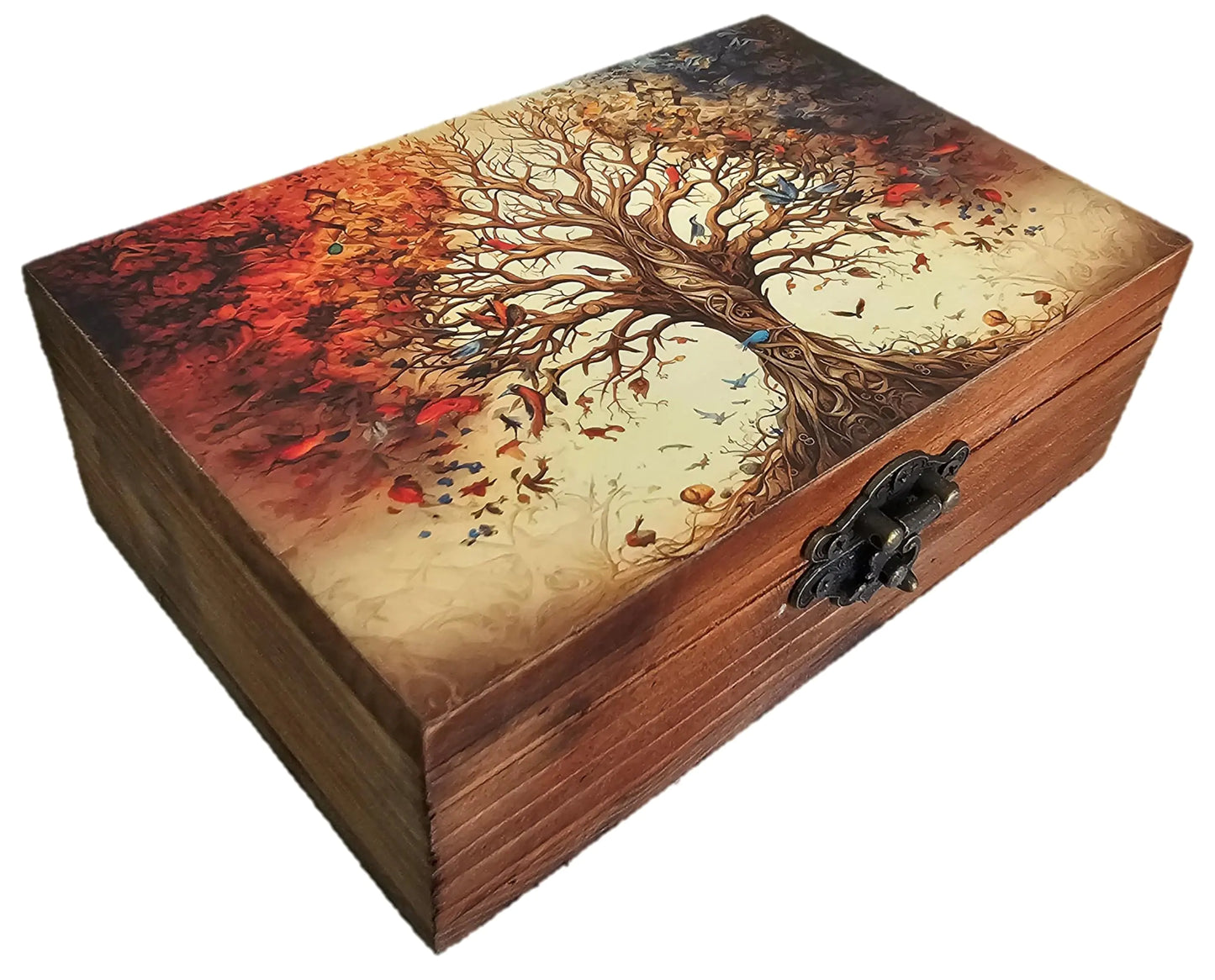 RK Collections Spiritual Tree of Life Wooden Jewelry Box for Keepsake | Trinket Box Case/Holder for Home Decor Gifts | 6.5" x 4.3" x 2.3". (7TOLS)