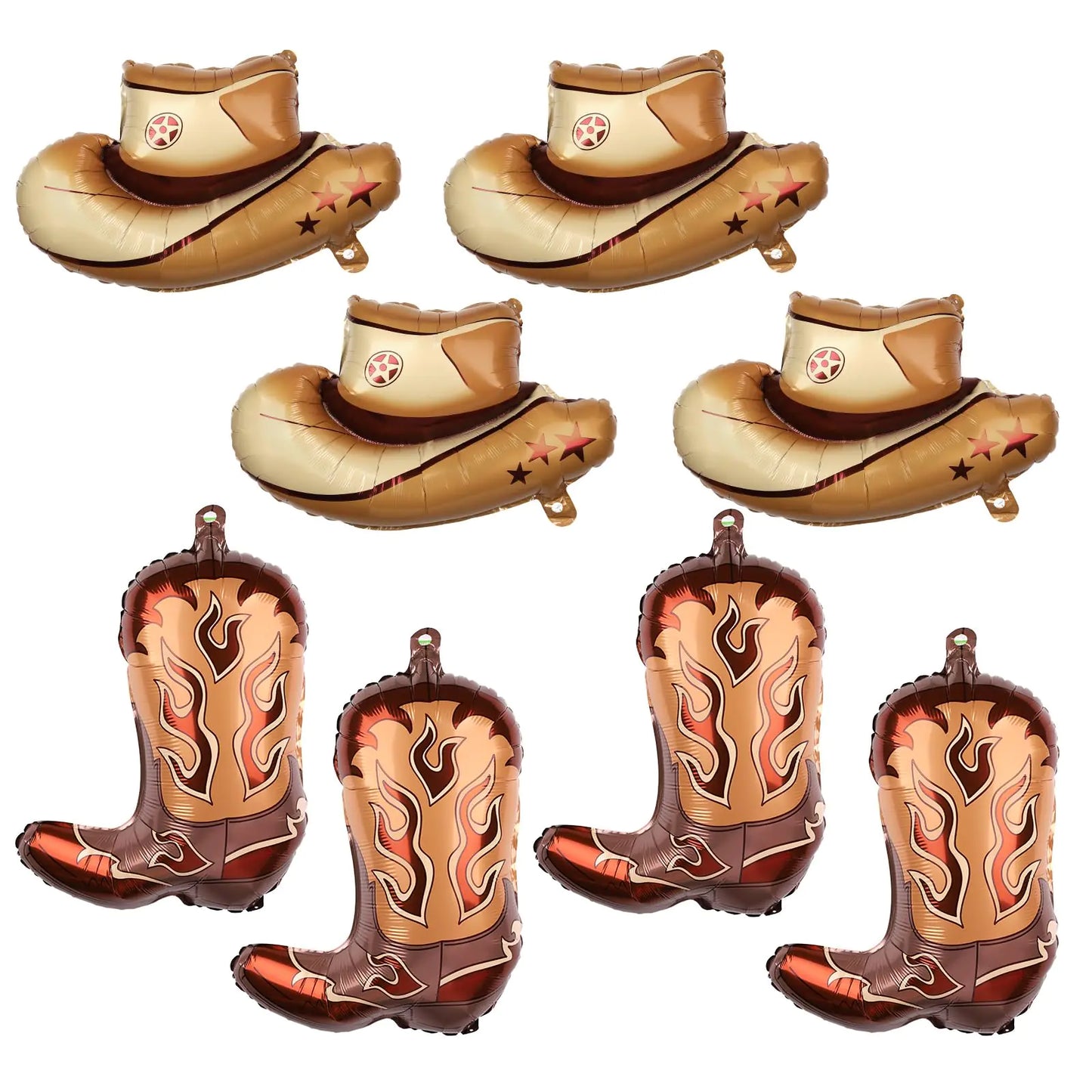 8pcs Western Themed Party Balloons Large Cowgirl Hat & Boot Balloons Cowboy Party Decoration Balloons Rodeo Balloons for Cowgirl Cowboy Theme Party Birthday Supplies