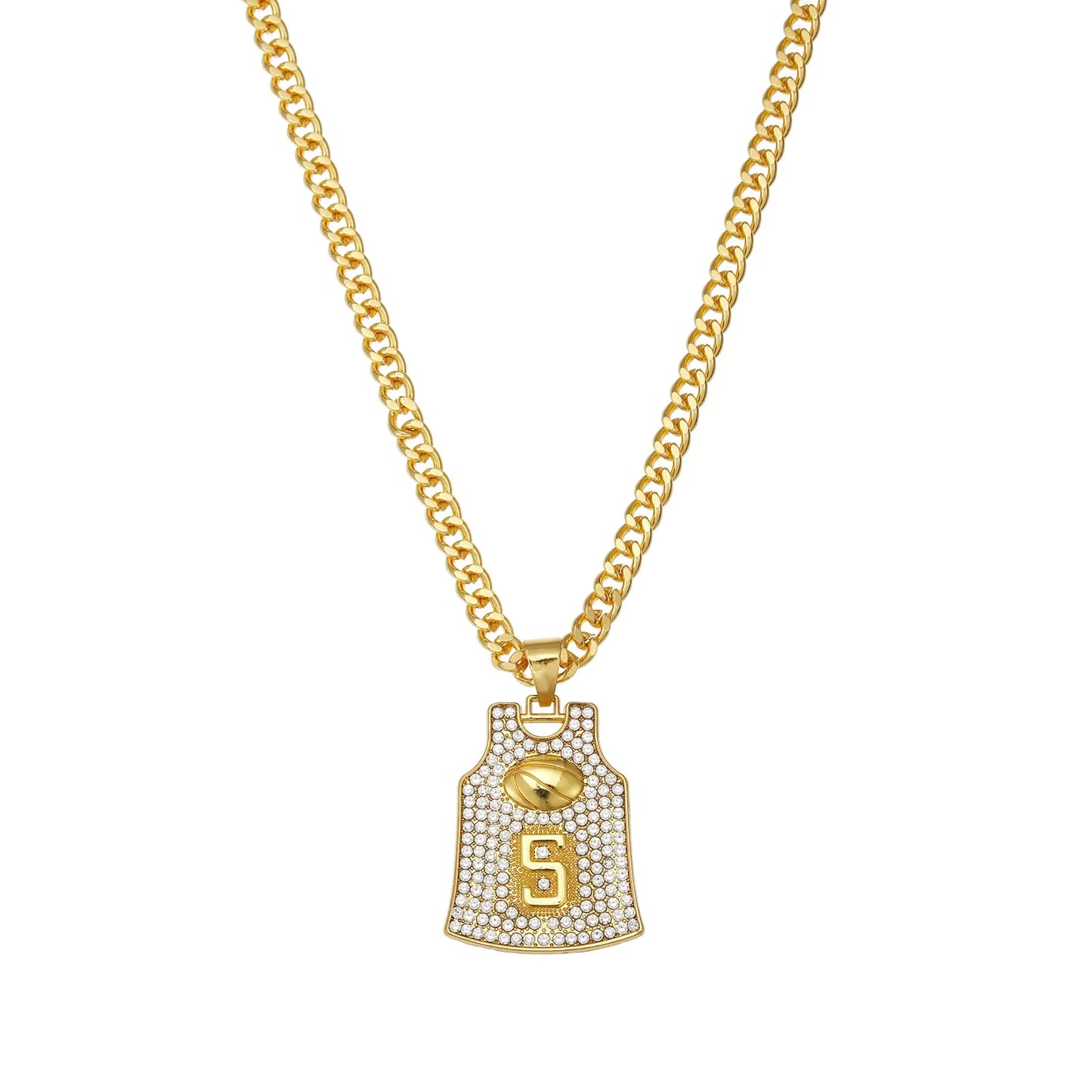 Winssigma Gold Basketball Jersey Necklace Basketball Number Necklace for Basketball Fans Star Memorial Souvenir(#5)