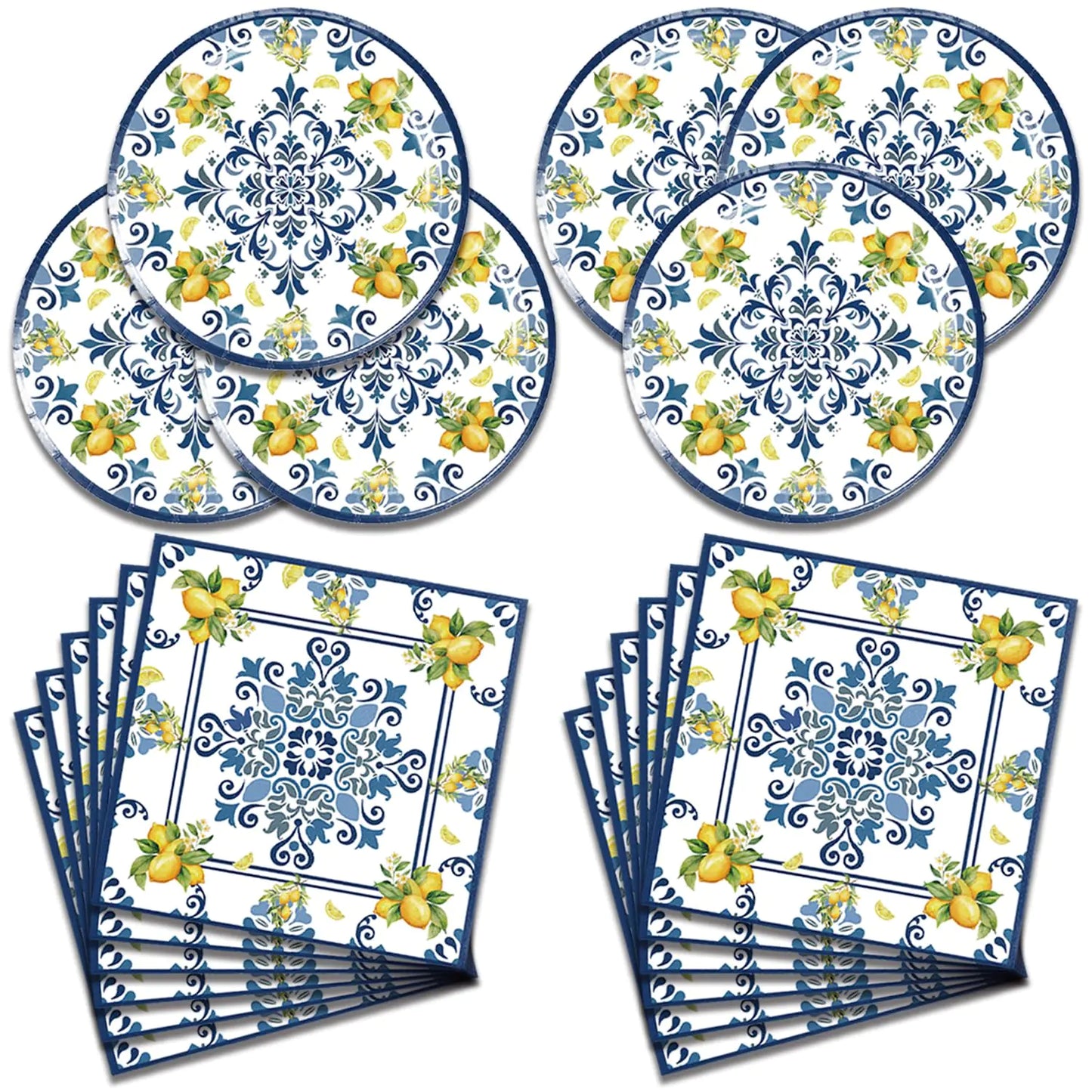 40Pcs Capri Lemon Birthday Party Supplies for 20 Guests Disposable Tableware Fruit Lemon Party Paper Party Plates and Napkins for Baby Shower Birthday Party Decorations