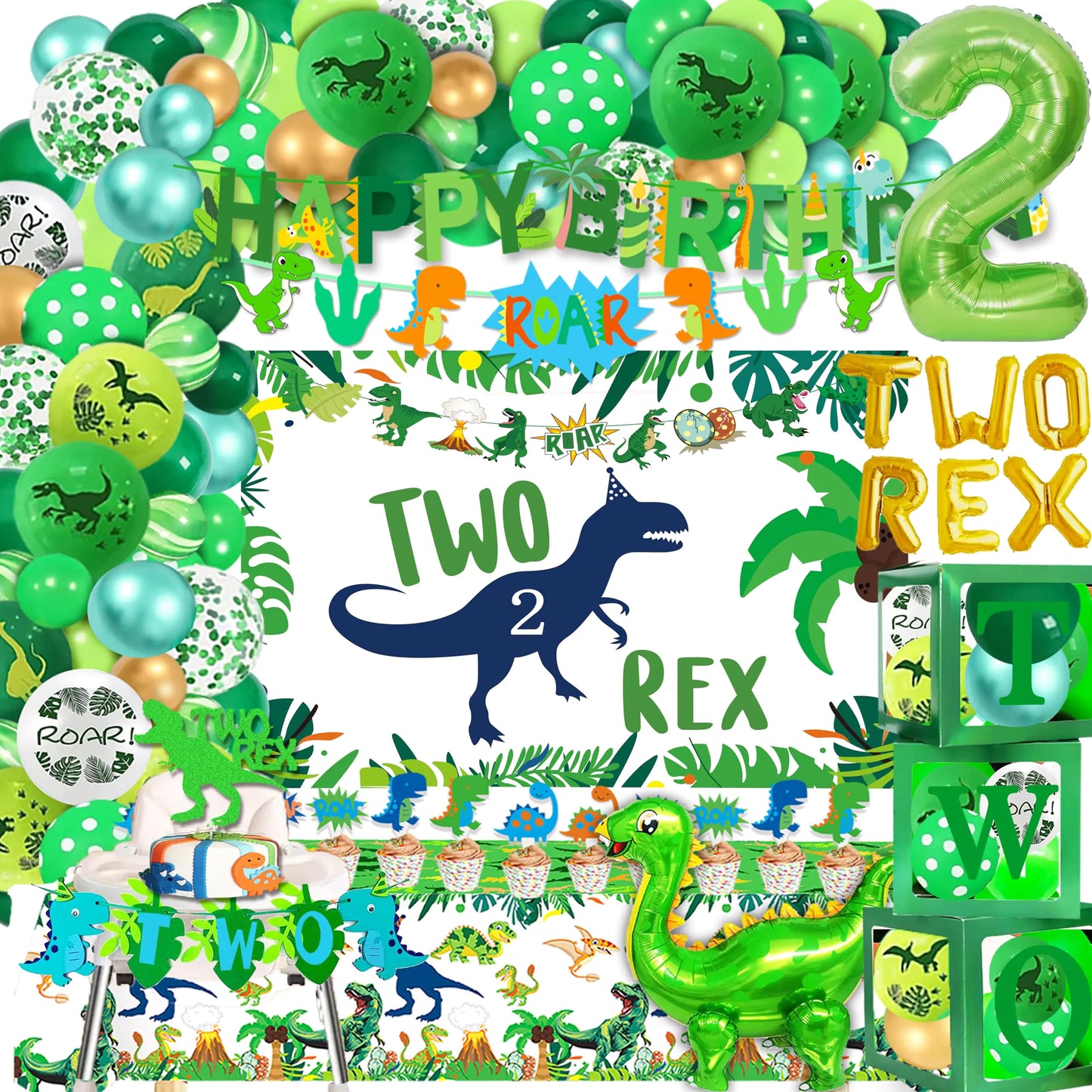 Two Rex Birthday Decorations Boy Dinosaur 2nd Birthday Party Decorations BoysBoys 2nd Birthday Party Decorations2nd Birthday Party Supplies Boy.