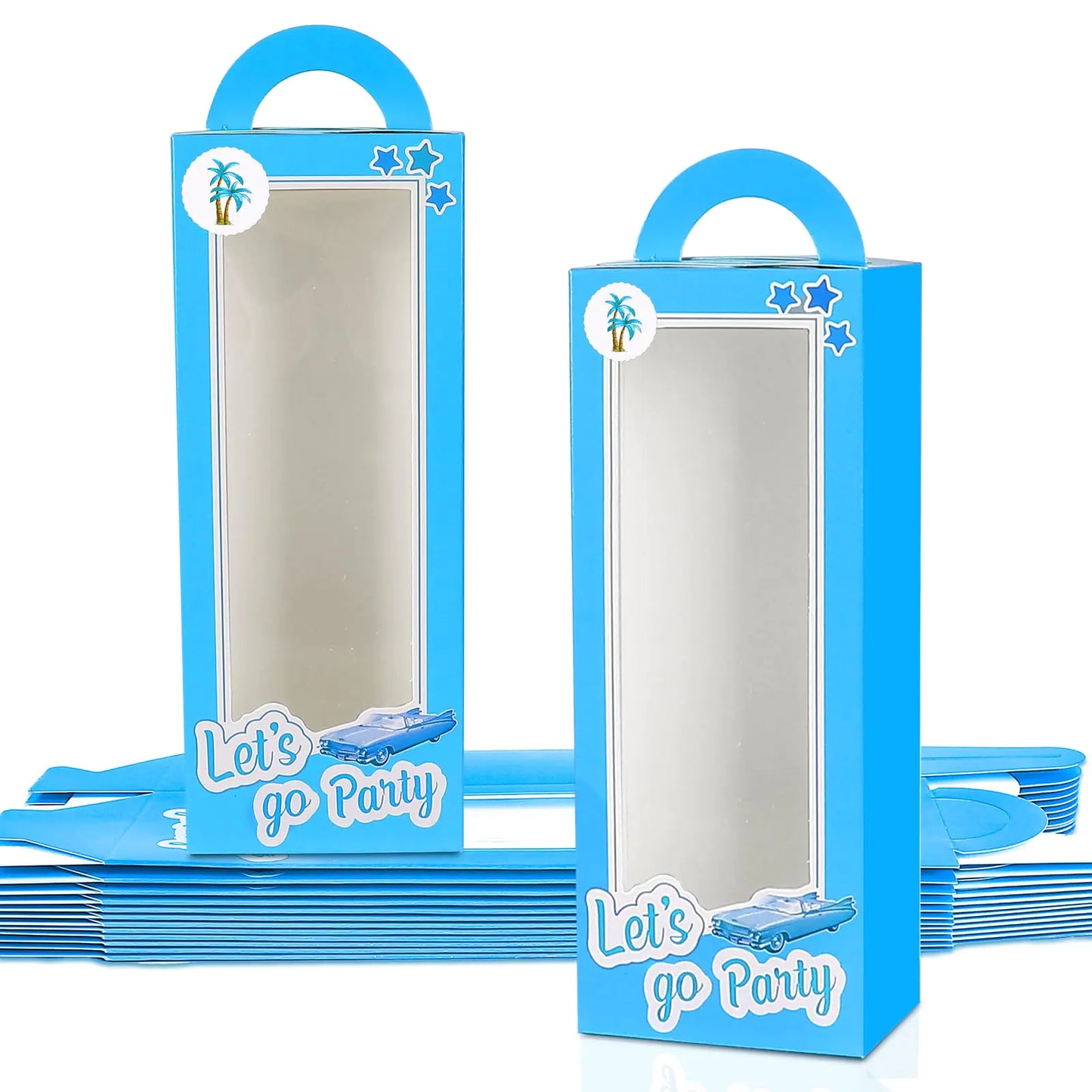 EGEN 12PCS Party Favor Boxes Goodie Bags Party Favors Bag Treat Boxes Gift Boxes Birthday Candy Bags Birthday Party Treat Boxes Bridal Shower Supplies Party Decorations (Blue 12 Pack)