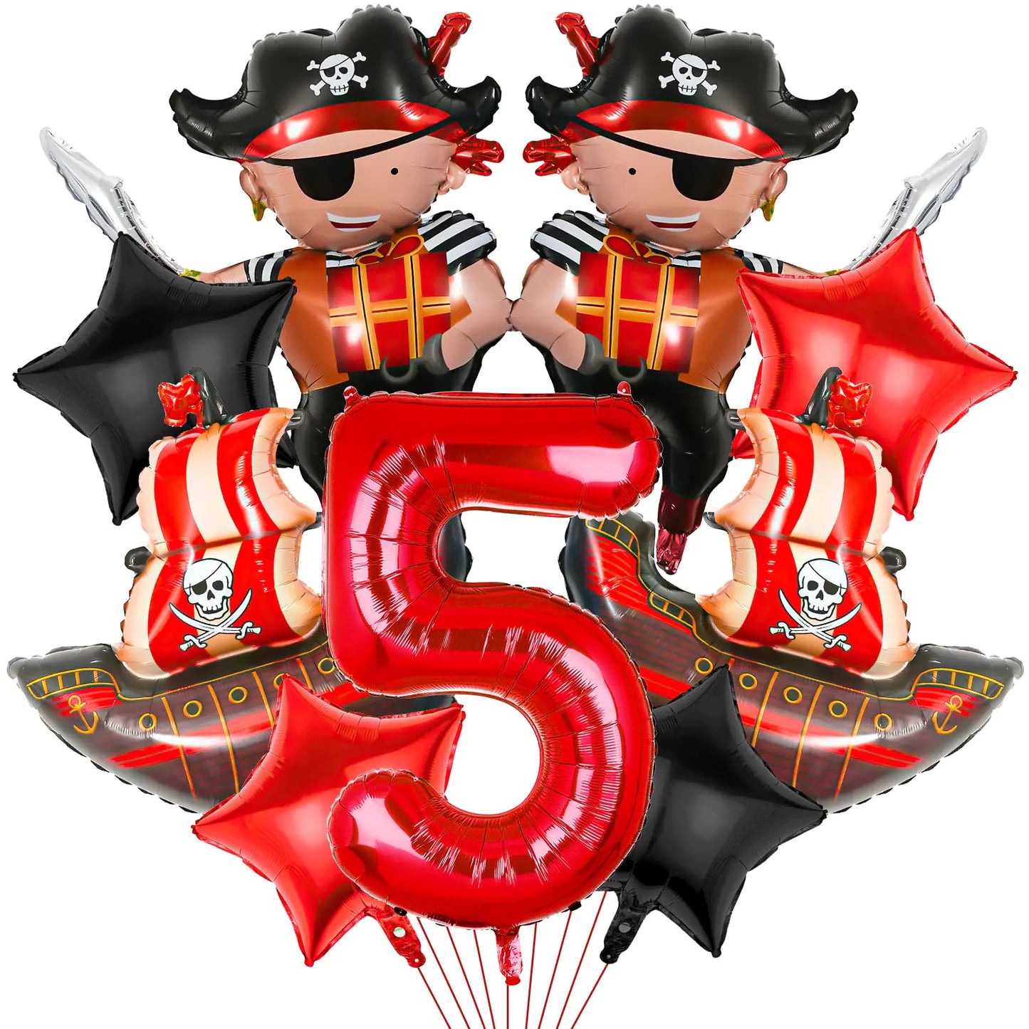 Pirate Ship Balloons Party Decorations 9Pcs Pirate Balloons Birthday Party Supplies Pirate Balloons Party Decorations for Pirate Theme 5th Birthday Party Supplies