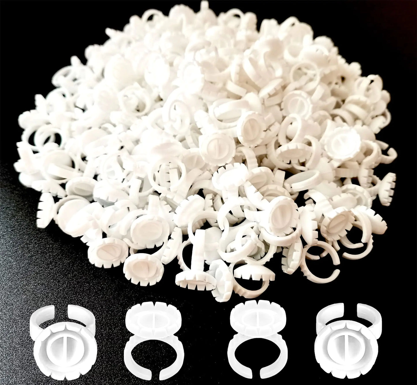 Glue Rings for Eyelash Extension 300 PCS Glue Rings Lash Extension Supplies Lash Rings for Glue Disposable Glue Cups Eyelash Glue Holder Lash Extension Glue Rings Lash Fan Blossom Glue Cups White