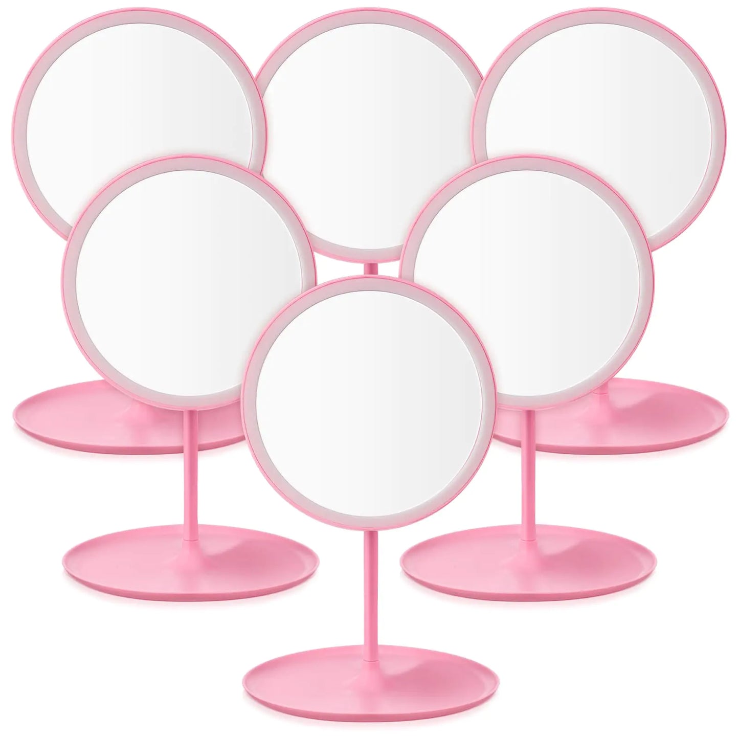 DoubleFill 6 Pcs Spa Party Mirror Spa Party Supplies Sleepover Party Favors Makeup Mirror for Spa Sleepover Slumber Birthday Party Favors Gift (Pink)