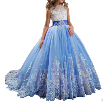 Girls' Lace Wedding Dress, Princess Gown for Kids