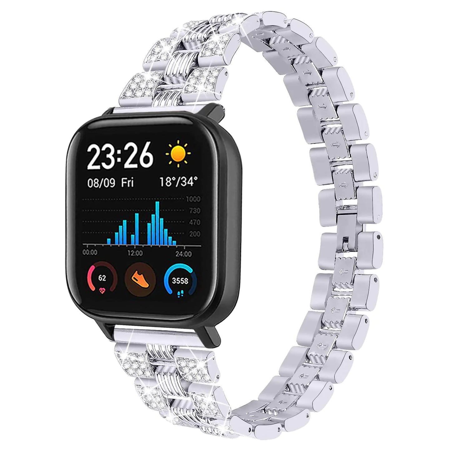 Chofit Bling Bands Compatible with Amazfit GTS/GTS2/GTS 2 mini for Women Replacement Metal Bracelet Rhinestone Jewlery Wristband for Amazfit Bip Smartwatch