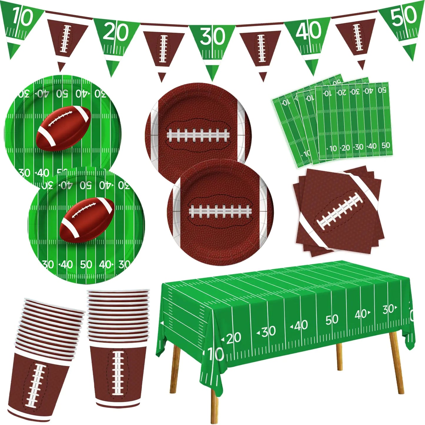 Football Party Supplies Kit Serve 24 Football Party Favors Set Includes Tablecloth Plates Napkins Banner Cups Super Game Bowl Party Decoration Football Themed Decor Birthday Sport Party