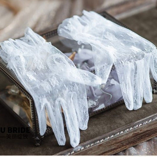 New Bride Wedding Dress Gloves - Short Lace Design