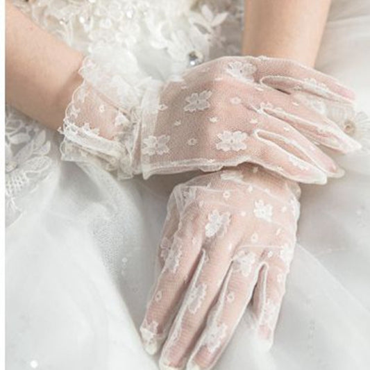 New Bride Wedding Dress Gloves - Short Lace Design