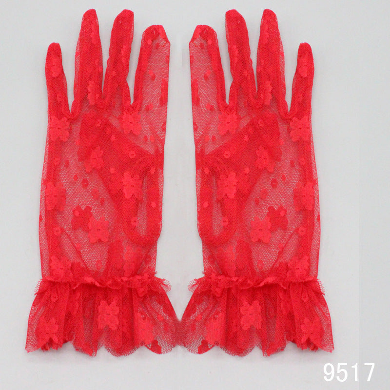 Korean Style Bride Wedding Dress with Lace Gloves