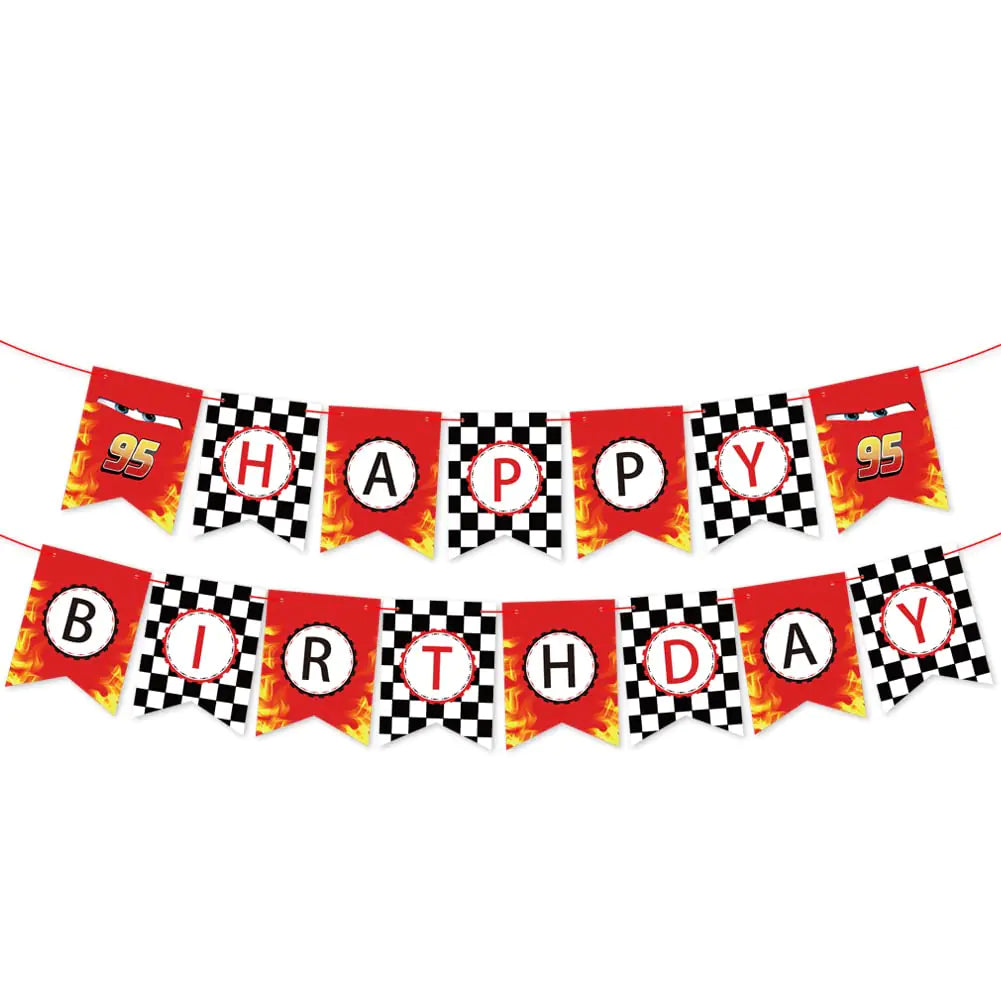 Race Car Happy Birthday Banner Party Decorations Racing Themed Party ，Racing Party SignLett Go Racing Checkered Flag Party Themed Party Supplies Decorations