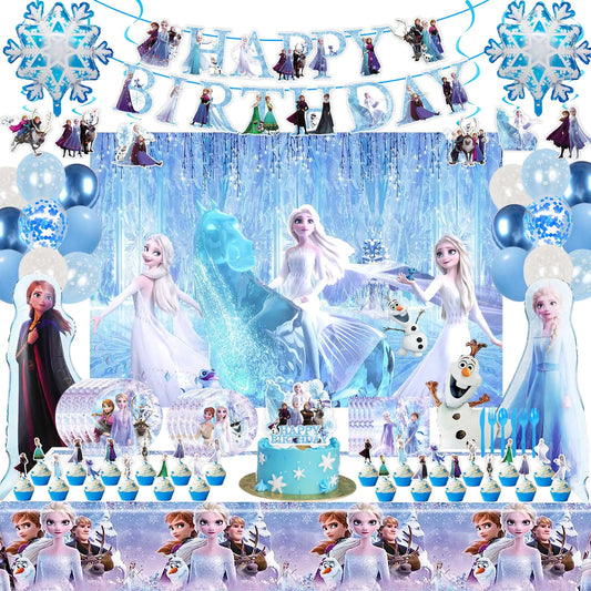 Frozen Birthday Party Supplies Decor Frozen Party Decoration Balloons Snow Castle Party SuppliesPrincess Birthday Party Decoration for Girls Snow Christmas Birthday Party