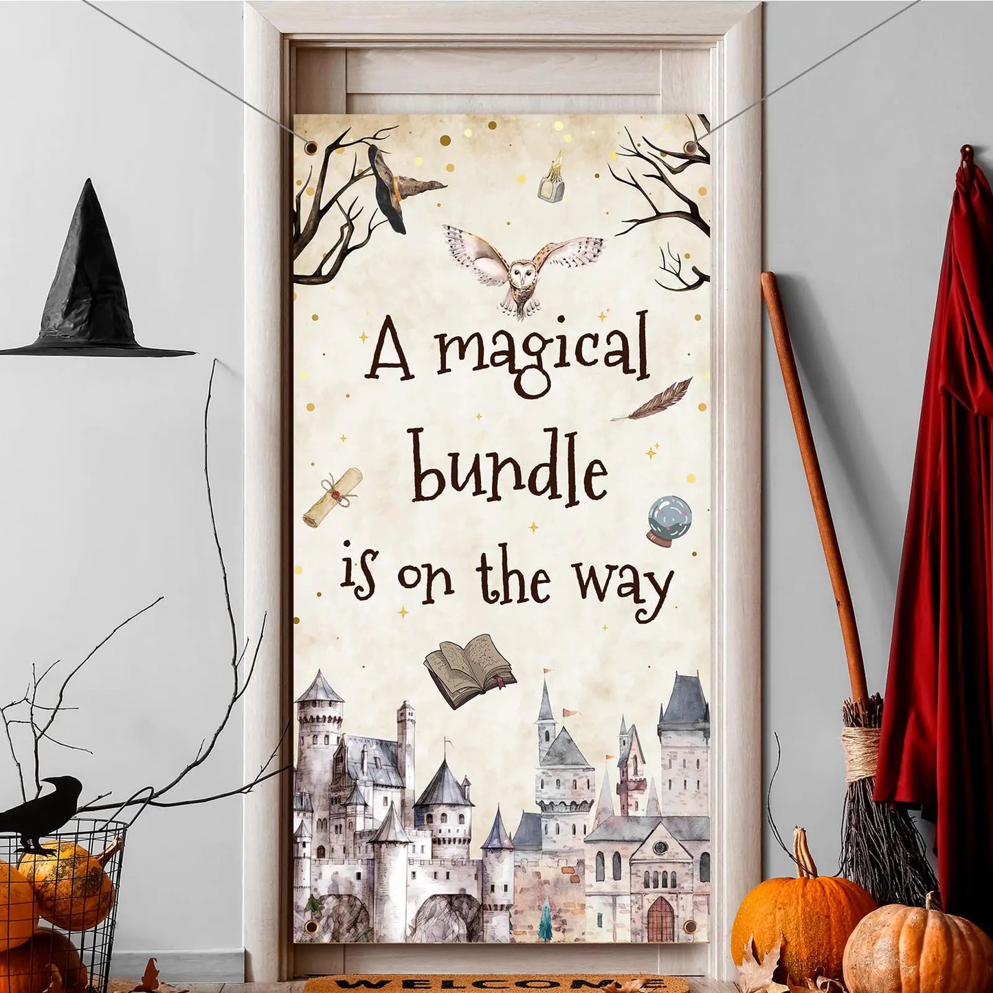 Magical Party Door Banner a Magical Bundle Is on the Way Party Door Banner Birthday Baby Shower Party Supplies Wizard Party Door Banner