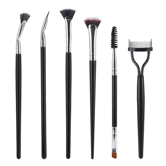 Eyelash Comb Lash Separator Tool Brow Brush & Lash Spoolie Angled Liner Brush for Eye/Lash Brush Professional Eye Makeup Tools (6 Pieces Set)
