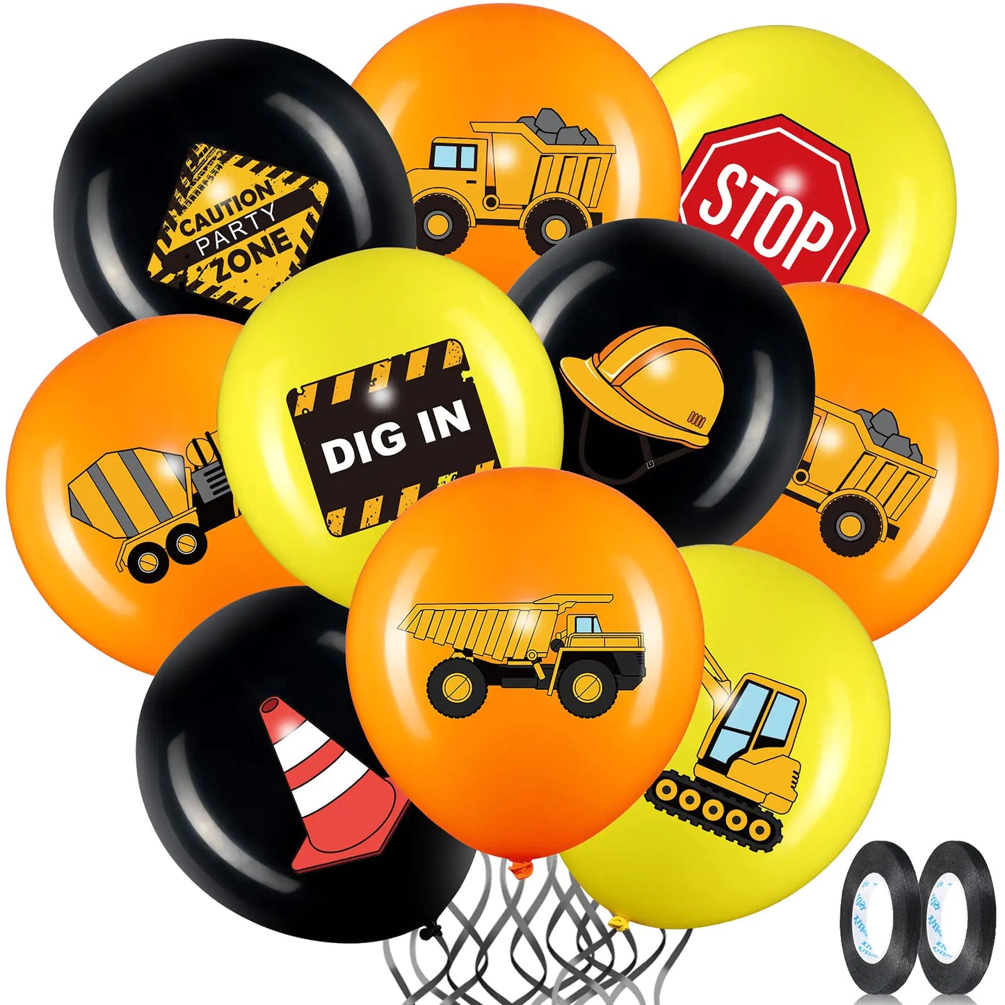 45 Pieces Construction Balloons 12 Inch Construction Birthday Party Decorations for Children Shower Dump Truck Birthday Party Construction Zone Theme Party Traffic Zone Birthday Party Supplies