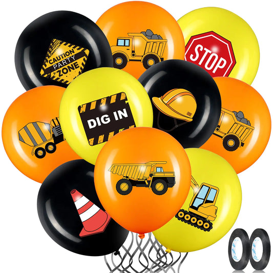 45 Pieces Construction Balloons 12 Inch Construction Birthday Party Decorations for Children Shower Dump Truck Birthday Party Construction Zone Theme Party Traffic Zone Birthday Party Supplies