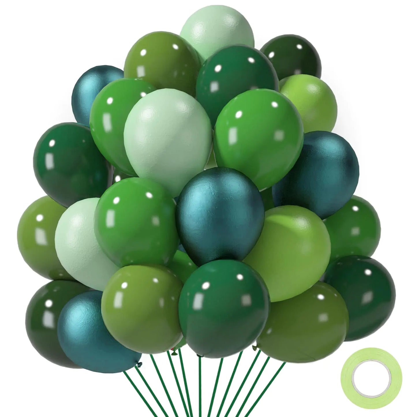 LovesTown 140PCS Green Balloons Set 12" Party Balloons Large Latex Balloons Garland Arch Kit for Birthday Party Decorations