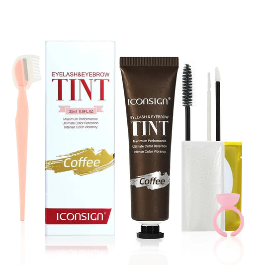 2025 Upgraded Eyebrow & Eyelash Color Kit 1 Step 25ml 30 Pcs Professional Eye Brow Eye Lash Coloring Set Lasts 6 Weeks Instant Safe Easy to Use for Salon Home (Coffee)
