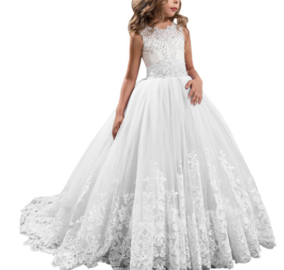 Girls' Lace Wedding Dress, Princess Gown for Kids