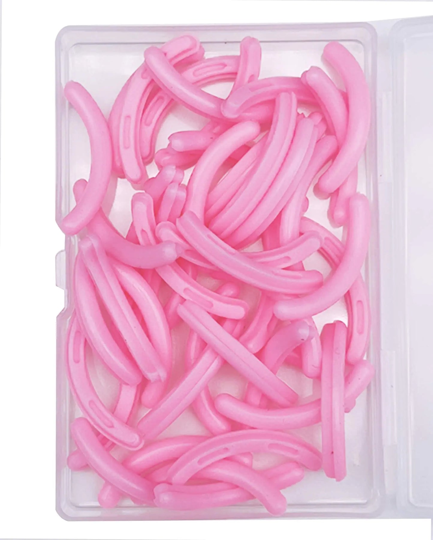 Jeufond 80 pcs Eyelash Curler Refills Eyelash Curler Pads Silicone Rubber Universal Eye lash Curler Replacement Refills with Clear Storage Box (Pink)