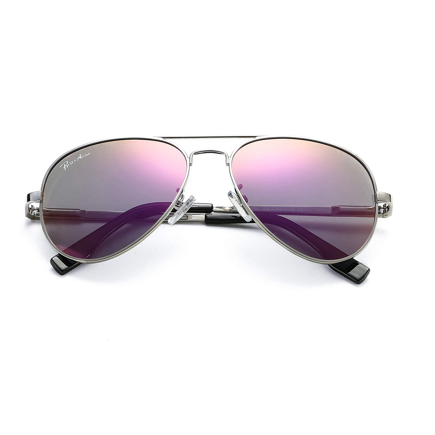 Pro Acme Polarized Aviator Sunglasses for Men and Women 100% UV Protection 52mm (Silver Frame/Purple Mirrored Lens)