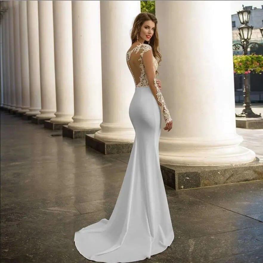 Lace Long Sleeve Mermaid Style Wedding Dress