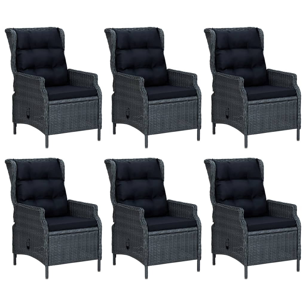 NNEVL 7 Piece Garden Dining Set Dark Grey Poly Rattan