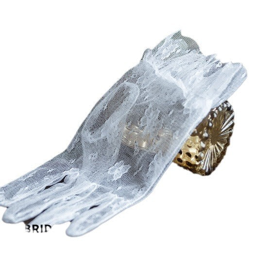 New Bride Wedding Dress Gloves - Short Lace Design