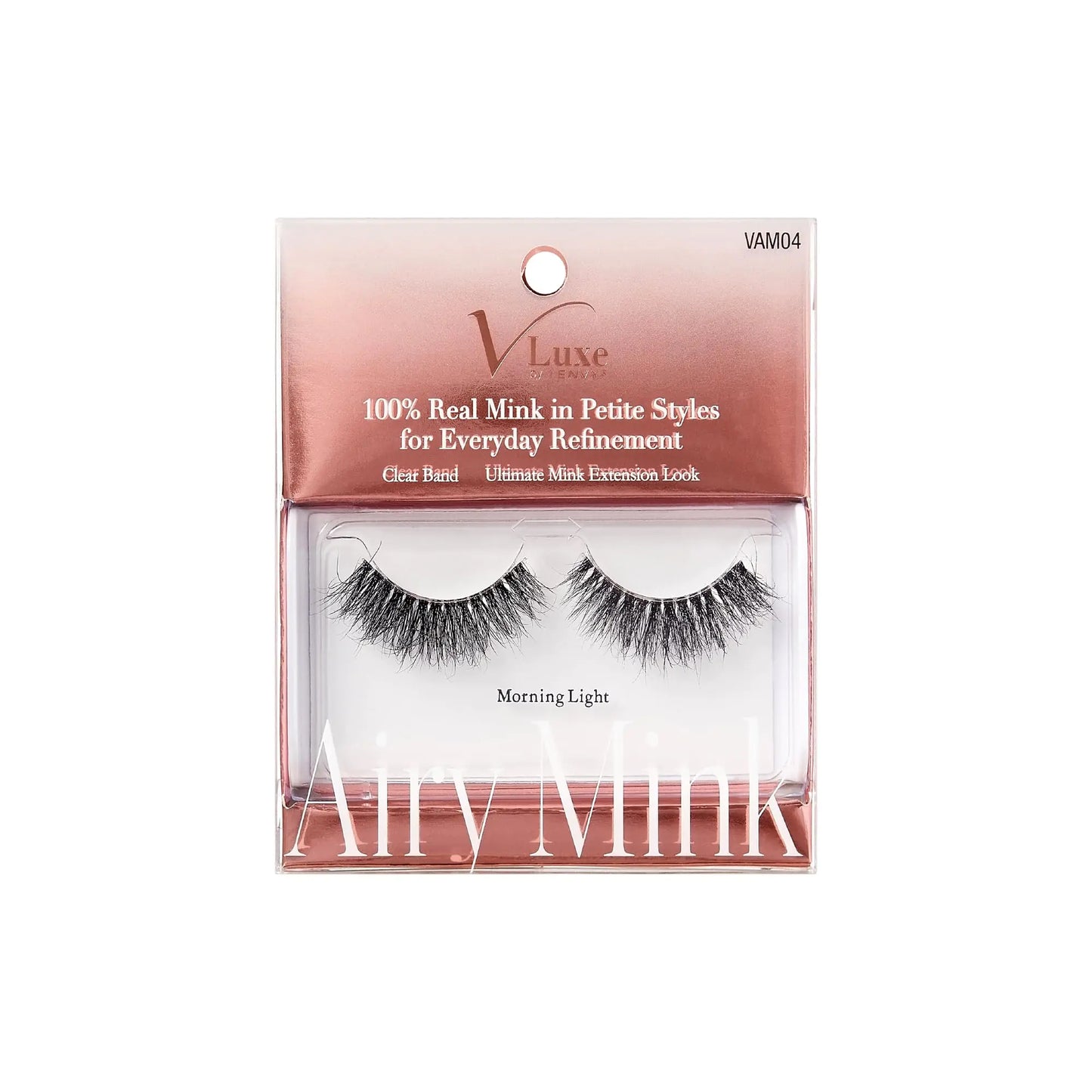 VLuxe Airy Mink False Eyelashes 100% Real Mink Fake Eye Lash Lightweight Superfine Clear Band for Natural Look Classic Styles Easy Apply & Comfort (Morning Light)