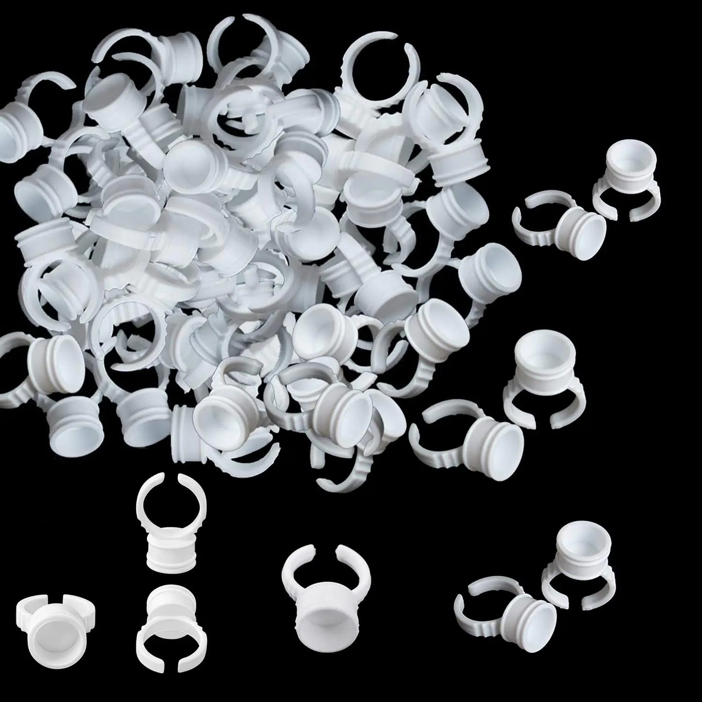 ONLYFU 400PCS Glue Rings for Eyelash Extensions Disposable White Tattoo Ink Rings Lash Glue Holder for Nail Art Pigment Rings for Microblading