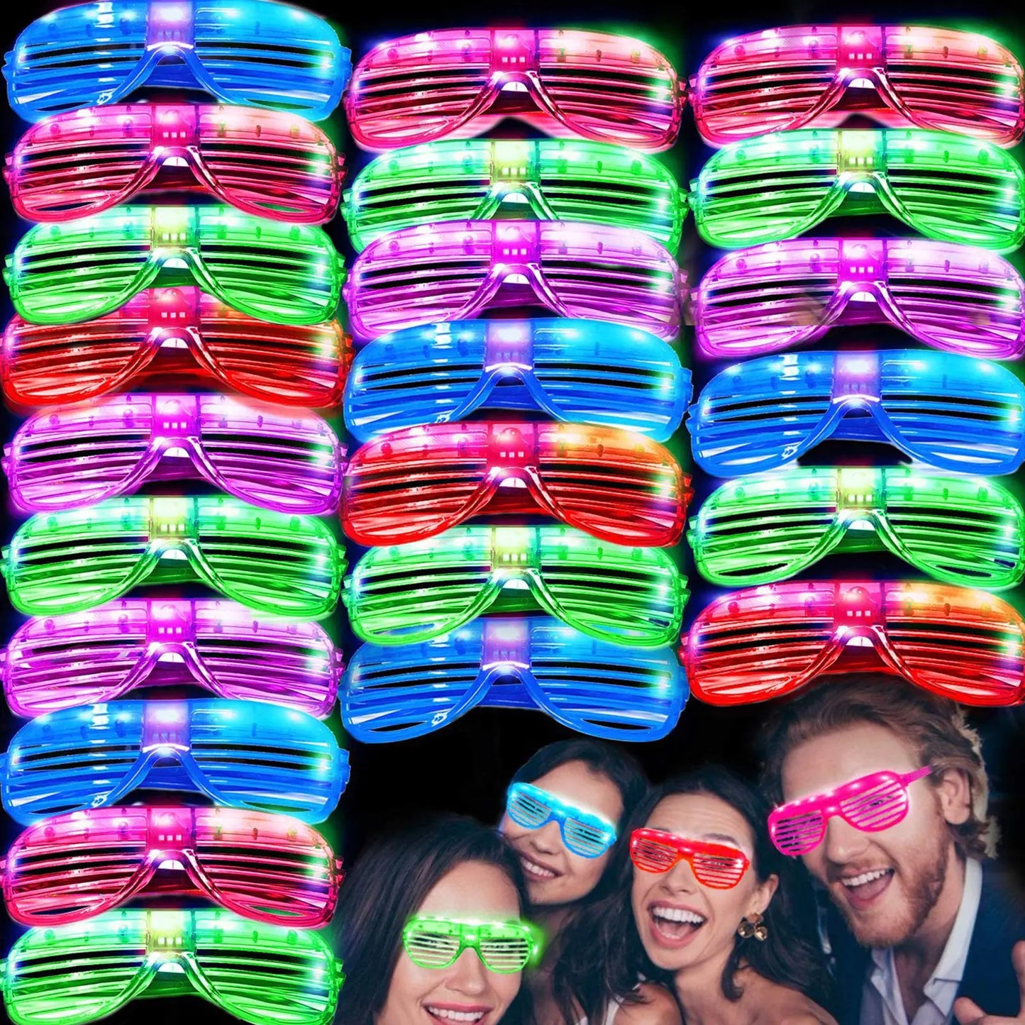 50 Pack LED Glasses Light Up Party Glasses Glow In The Dark Party Supplies Shutter Shades Neon Toys Flashing Glasses Carnival Sunglasses Party Favors Birthday Wedding Carnivlal Party Supplies