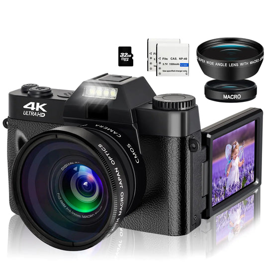 ISHARE 4K Digital Camera for Photography 48MP FHD Video Camera with WiFi 3 Inch Flip Screen 16X Digital Zoom Vlogging Camera for YouTube (32G Micro Card)