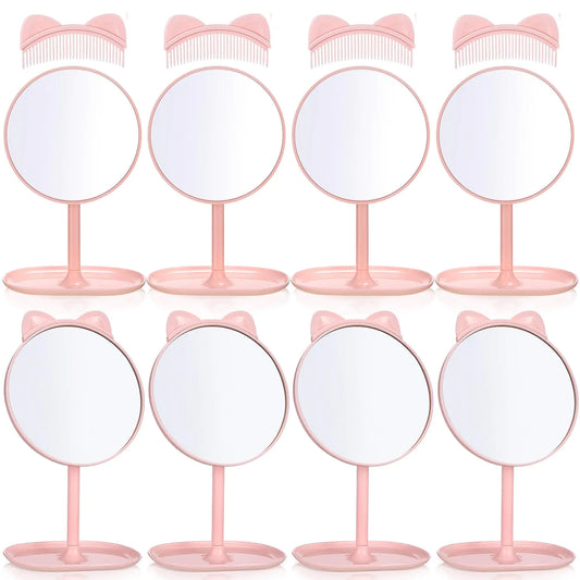 CroBlissful 8 Pcs Spa Party Supplies Mirror Pink Mirror Spa Party Mirror for Sleepover Party Favors Makeup Mirror for Spa Party Sleepover Party Slumber Birthday Party Favor