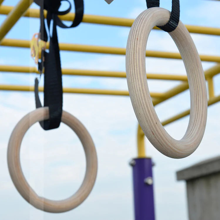 Wood Gymnastics Rings - Birch Wood Hanging Rings