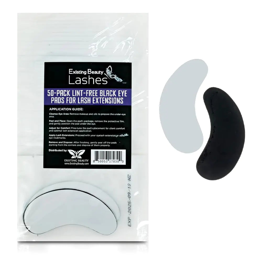 Black Under Eye Gel Pads- Hydrogel Eye Patch for Eyelash Extensions - Lash Extension Supplies for Lash Technician - Hydrating & Comfortable Lash Pads 50 Pack by Existing Beauty Lashes