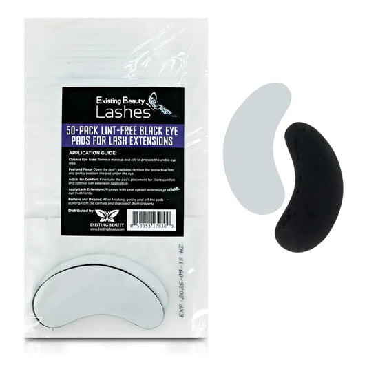 Black Under Eye Gel Pads- Hydrogel Eye Patch for Eyelash Extensions - Lash Extension Supplies for Lash Technician - Hydrating & Comfortable Lash Pads 50 Pack by Existing Beauty Lashes