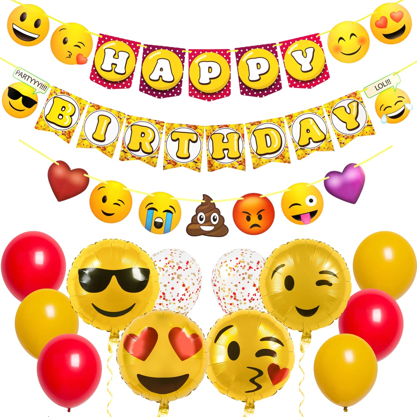 Pirese Emoticon Face Birthday Decorations Smile Face Party Decorations Emoticons Happy Birthday Banner Yellow Face Birthday Party Supplies Emoticons Party Decor Poop Birthday Party Supplies