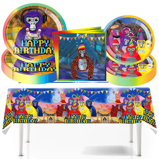 Gorilla Tag Birthday Party DecorationsGorilla Tag Party Plates and Napkins - Tablecover for Gorilla Tag Theme Party Supplies