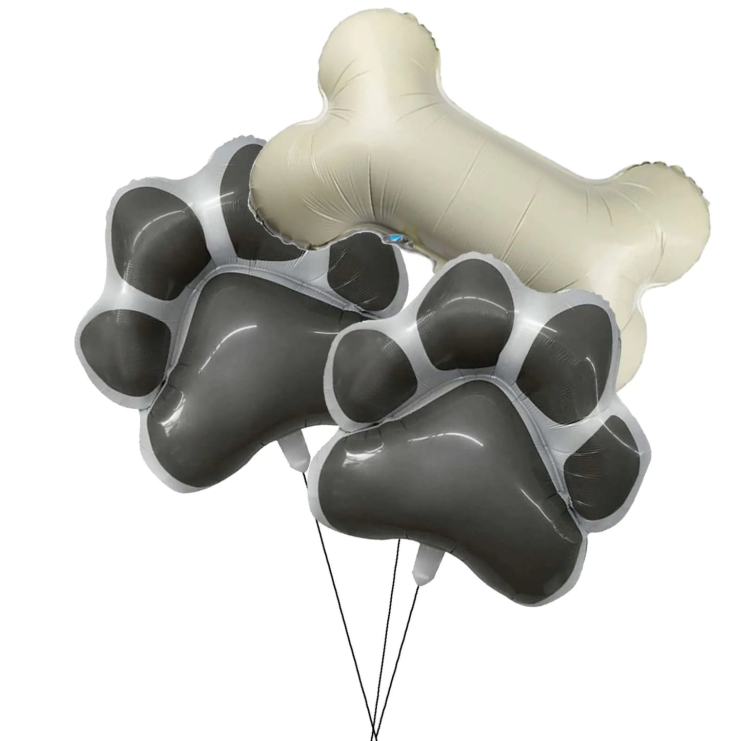 GLASNES Dog Party Balloons Decorations 2Pcs Grey Dog Paw Shaped Foil Balloons 1Pcs Bone Shaped Foil Balloons for Pets Party Kids Birthday Baby Shower Decorations