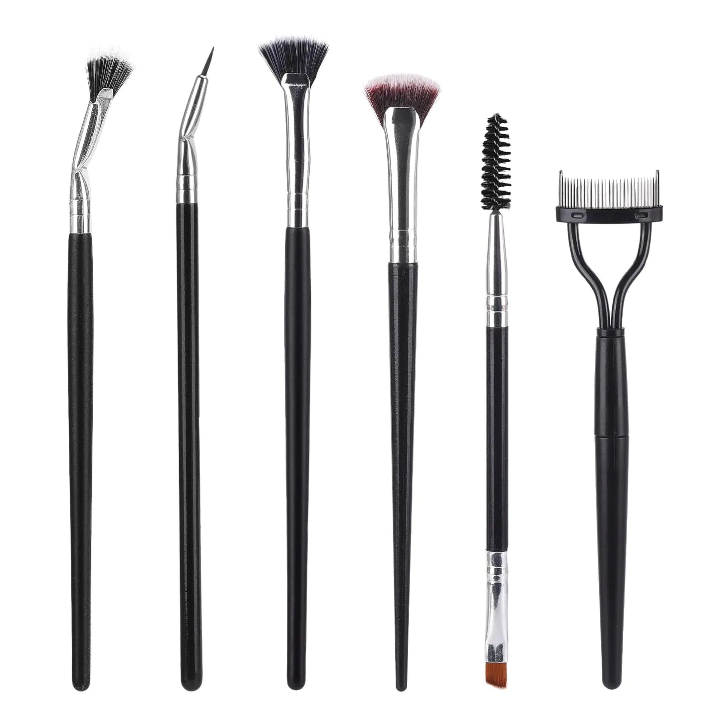 Eyelash Comb Lash Separator Tool Brow Brush & Lash Spoolie Angled Liner Brush for Eye/Lash Brush Professional Eye Makeup Tools (6 Pieces Set)
