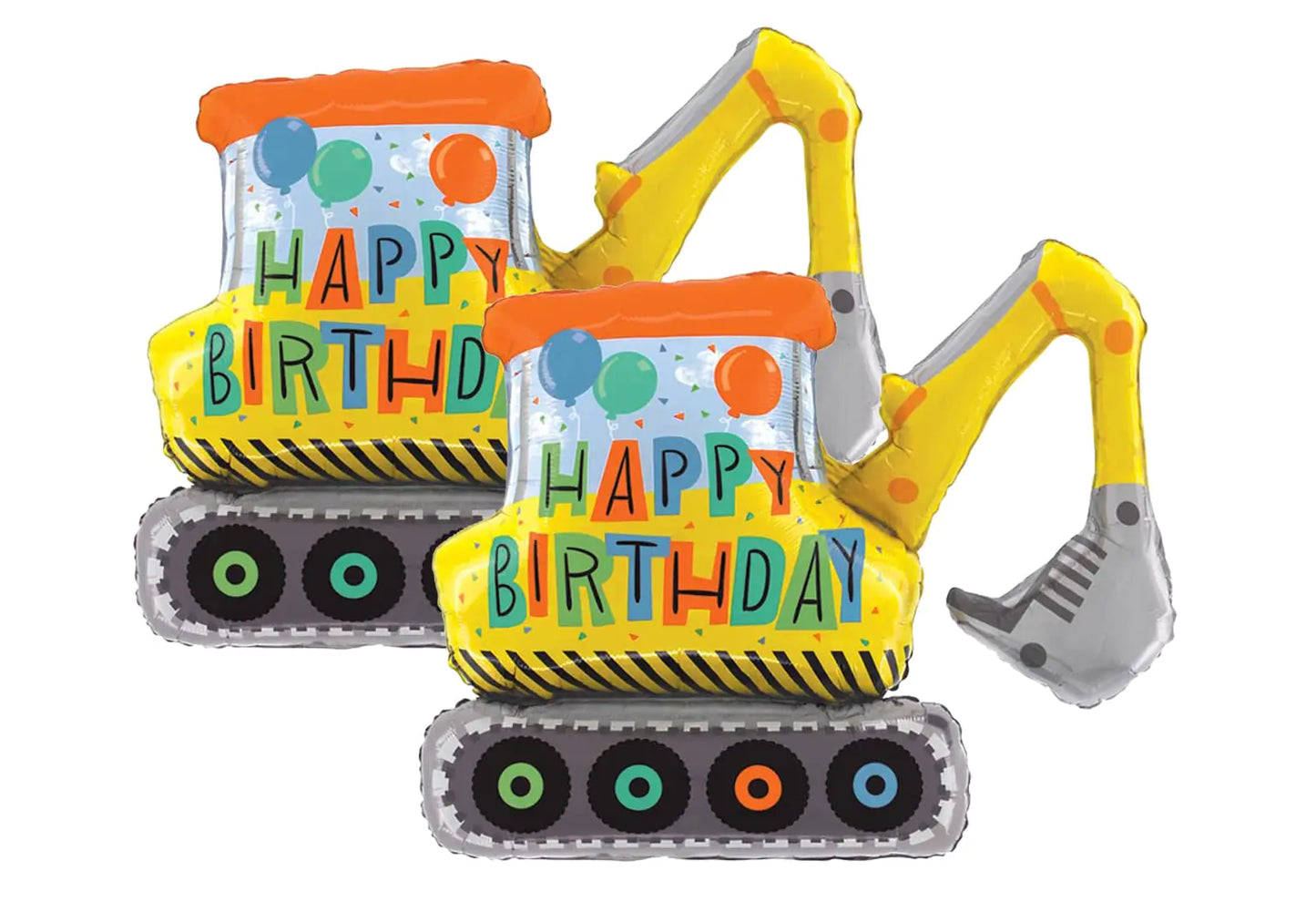 Set of 2 Happy Birthday Construction Excavator 31" Foil Party Balloons