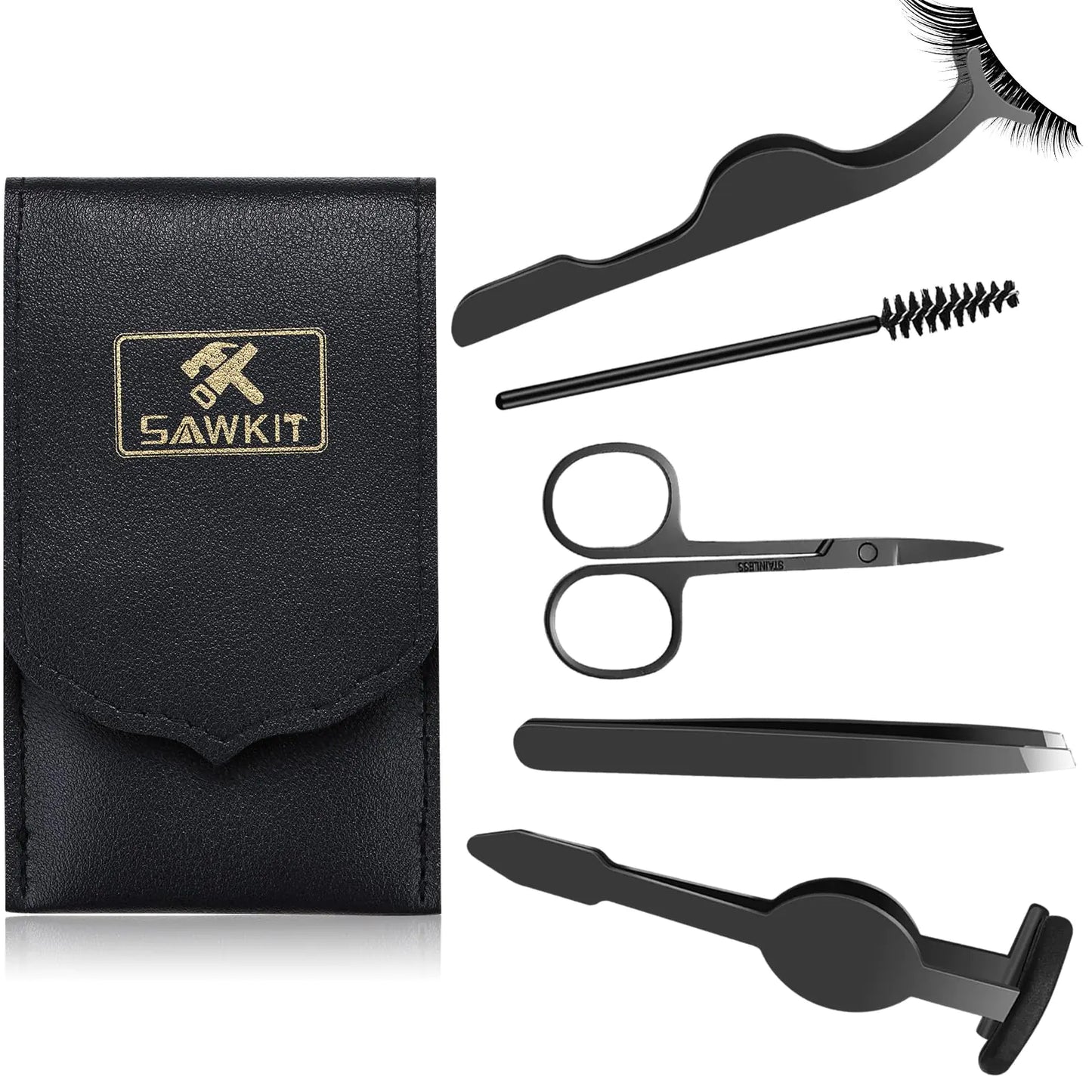 Eyelash Applicator Tool – 5-in-1 Lash Applicator Tool Set with Eyelash Extension Tweezers Scissors Brush – Professional Eye Lash Applicator Tools for DIY Eyelash Extensions Cluster Lashes