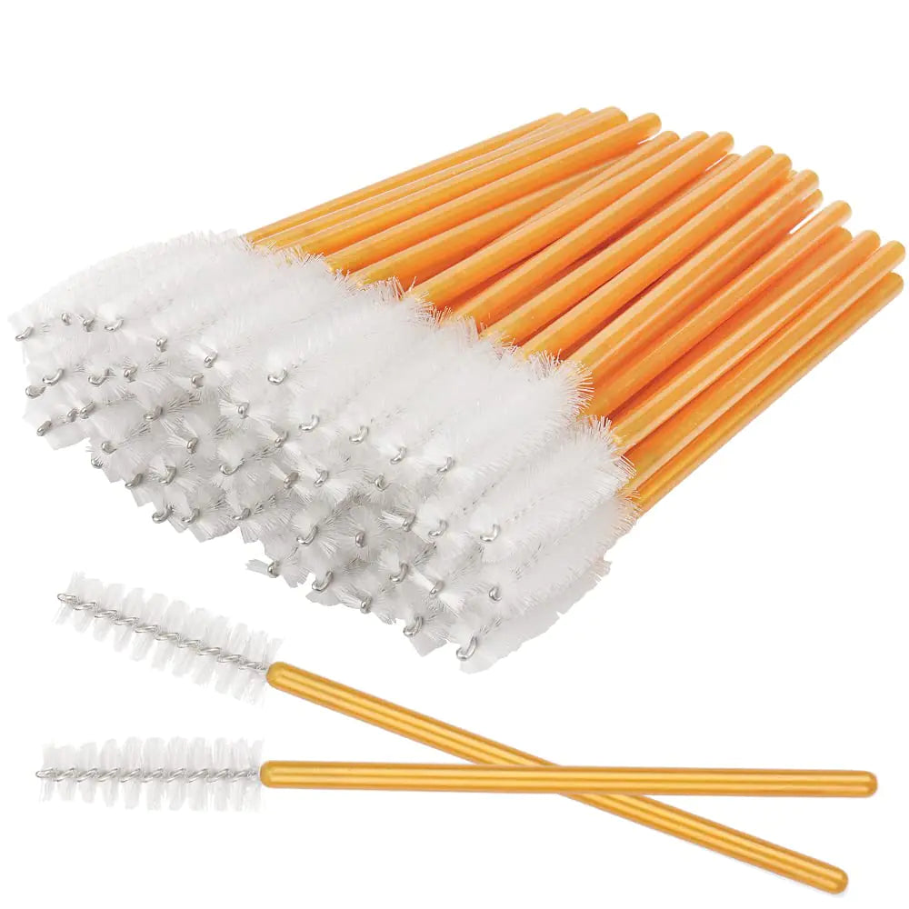 300 Pack Mascara Wands Disposable Eye Lash Eyebrow Brush Applicators for Eyelash Extensions Makeup Brush Tool Kits Gold/White