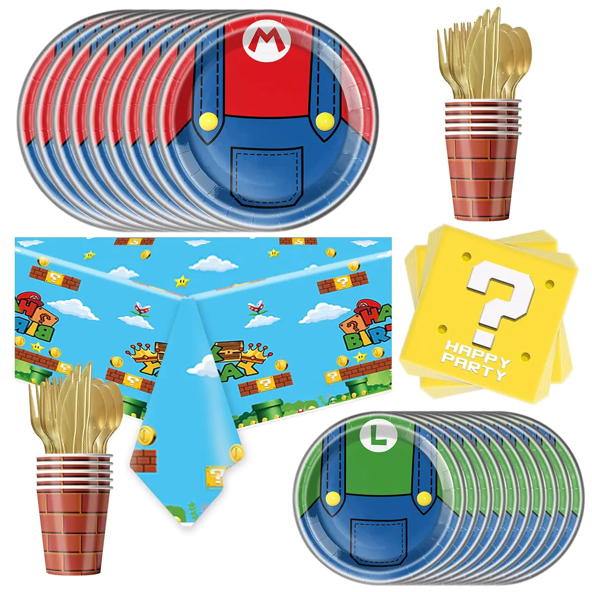 81Pcs Party Tableware Set For Super Mario Super Brother Party Decoration Super Brother Birthday Party Supplies