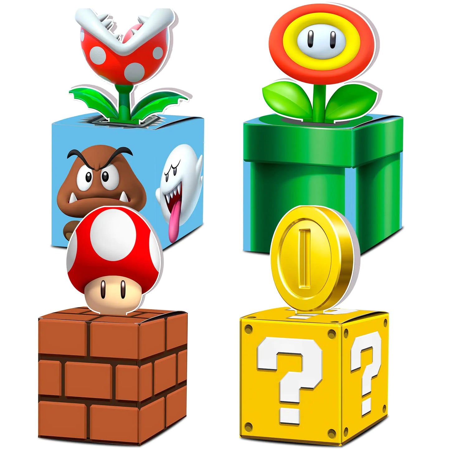 HOMEZZO Video Game Party Goody Treat Boxes 8 Pcs Birthday Party Supplies 5x5x5 Inches Brick Block Candy Gift Boxes for Kids Party Favor Party Table Decorations