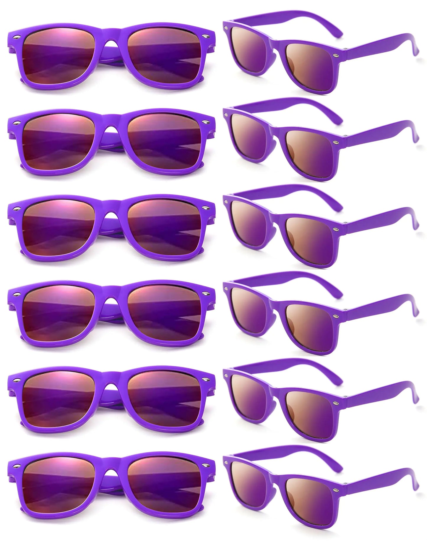 Dwenarry Purple Sunglasses Bulk Party Sunglasses Pack Adult Shades Party Favors Plastic Sunnies Set of 12Mermaid Party