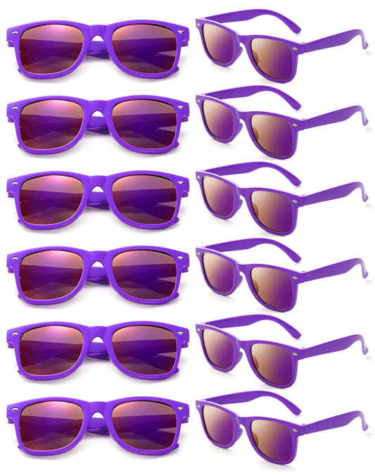 Dwenarry Purple Sunglasses Bulk Party Sunglasses Pack Adult Shades Party Favors Plastic Sunnies Set of 12Mermaid Party